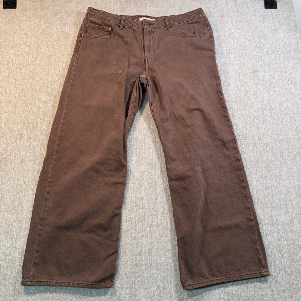 Levis Premium Low Loose Jeans Brown Wide Leg Denim Pants W33 L30 A5566 Wide Leg